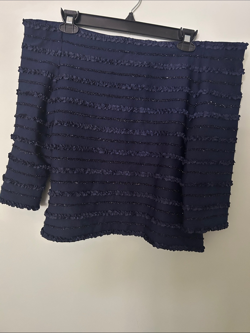Women’s Navy Textured Boatneck Top